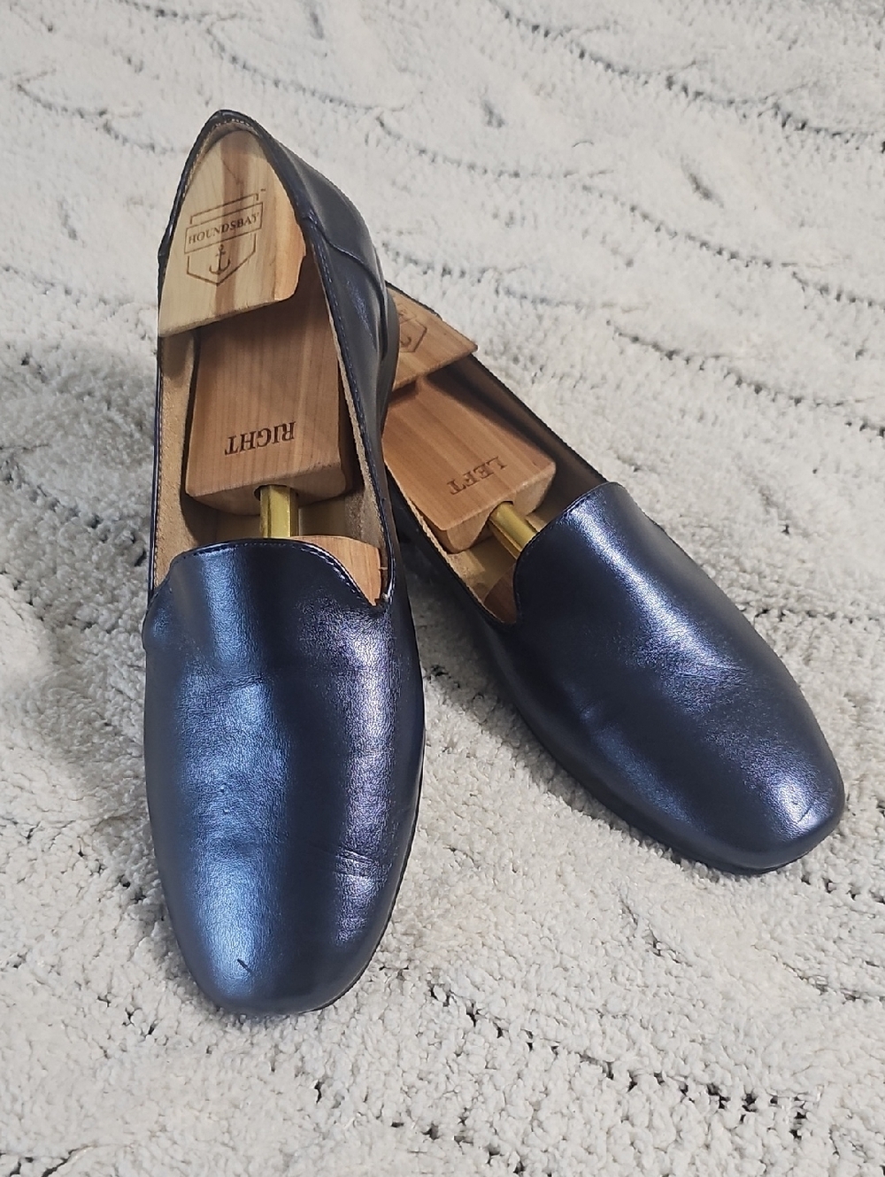 Naturalizer Emilene Dark Metallic Navy Leather Flats